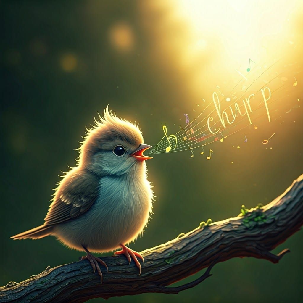 Whimsical Bird Song in Hyperrealistic Digital Art