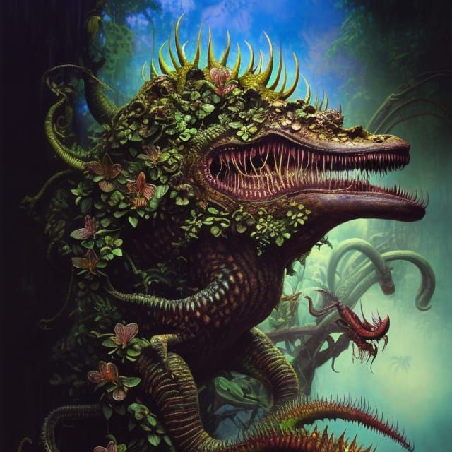 Blue Shroom Flytrap Kaiju in Jungle