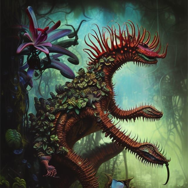 Blue Shroom Flytrap Kaiju in Jungle
