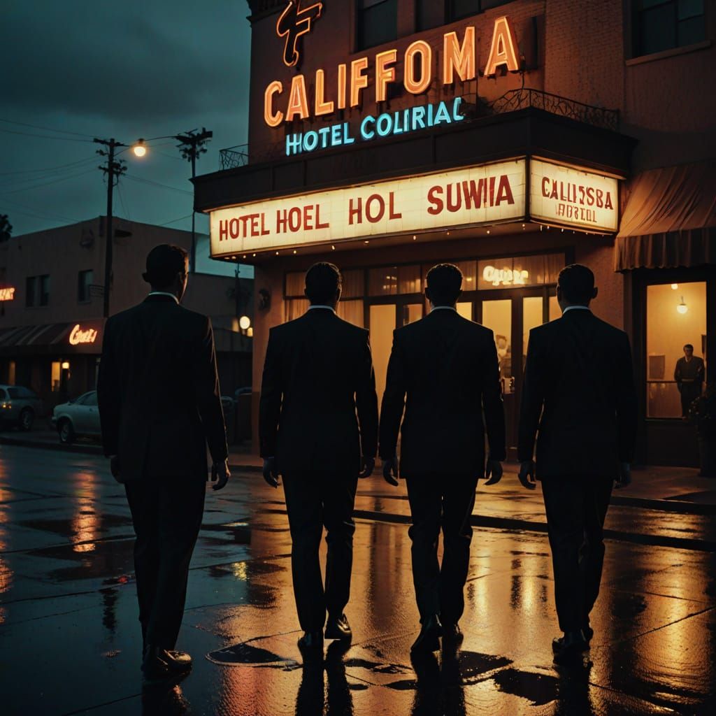 Men in Black at Hotel California in Film Noir