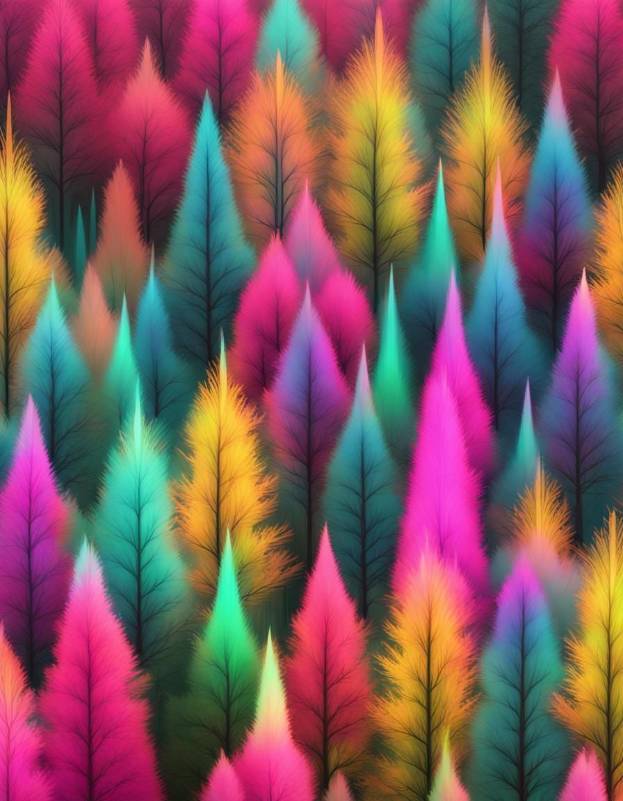 Abstract Biopunk Trees in Art Deco Style