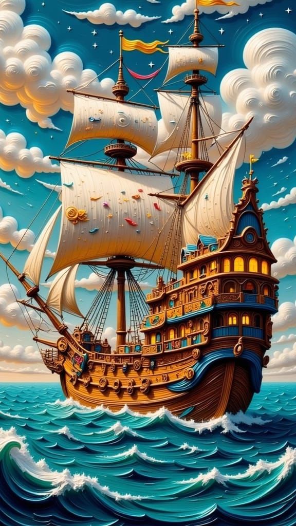 Vibrant Explosion of Maximalism in Baroque-Inspired Galleon