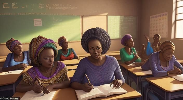 Mature African Women Learning Literacy in Hyperrealistic Art