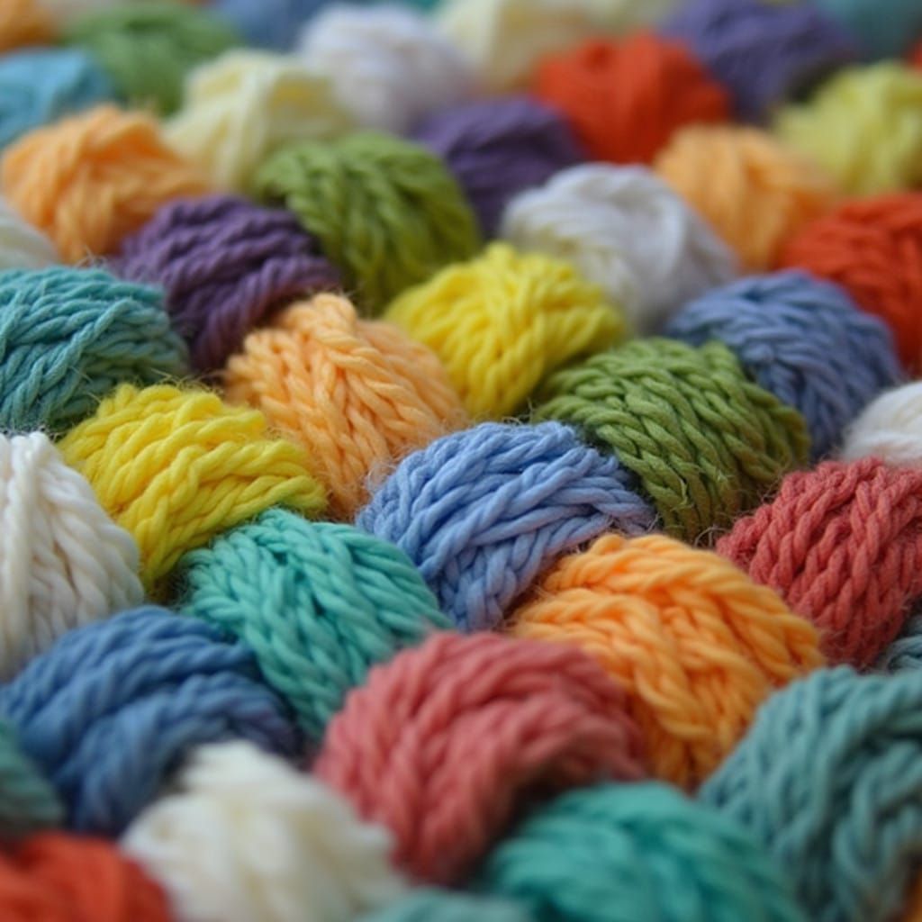 Warm Folk Art Floss Braid Rug in Naive Rustic Style