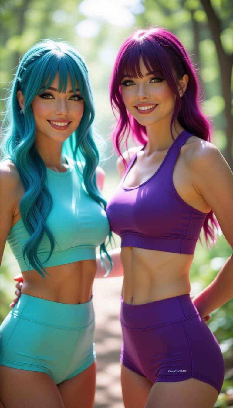 Women Running in Summer Woods as Photograph