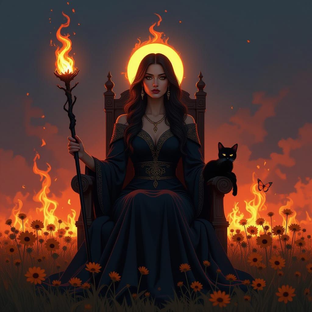 Keeper of Flame Enthroned with Fiery Scepter