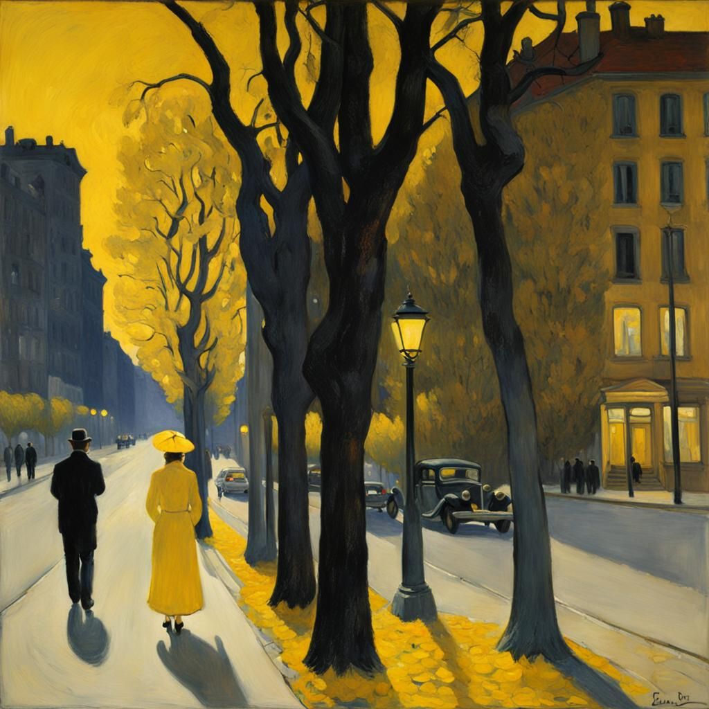 Yellow Nocturne Inspired by Impressionism