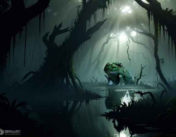 Bullywug Emerges from Murky Swamp: 3D Game Cinematic
