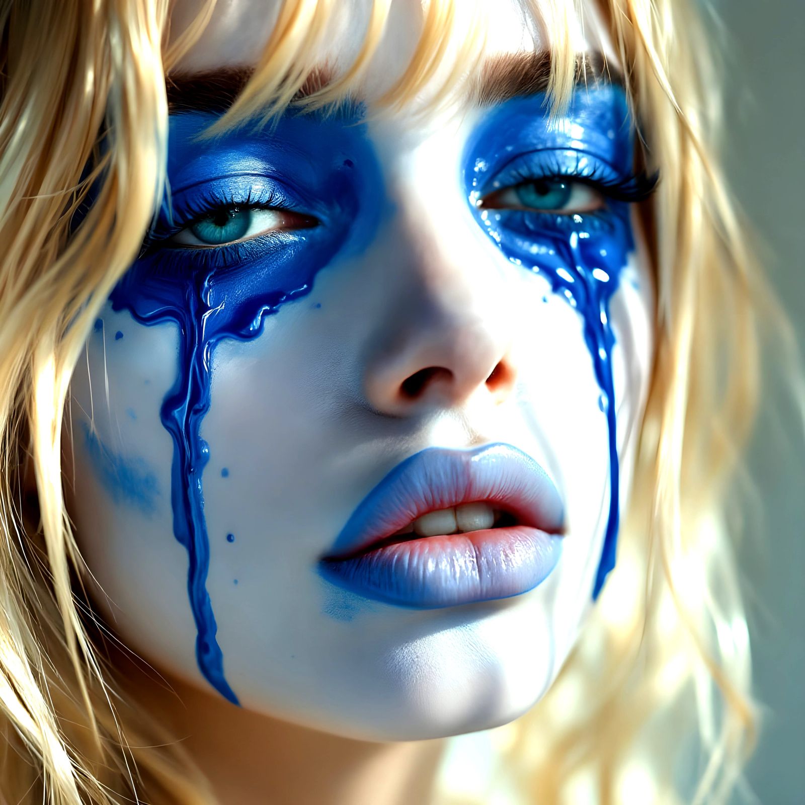 Surreal Face with Delftware Tears: Abstract Makeup