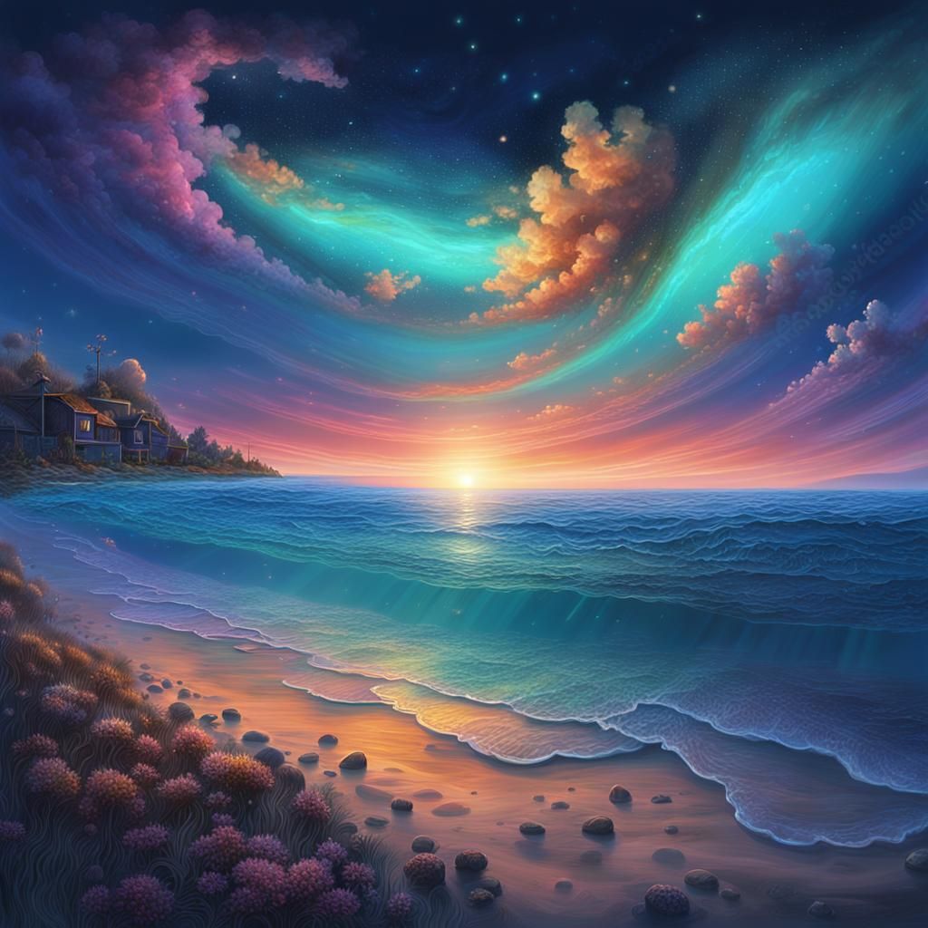 Bioluminescent Twilight Dreamscape: Fantasy Concept Art