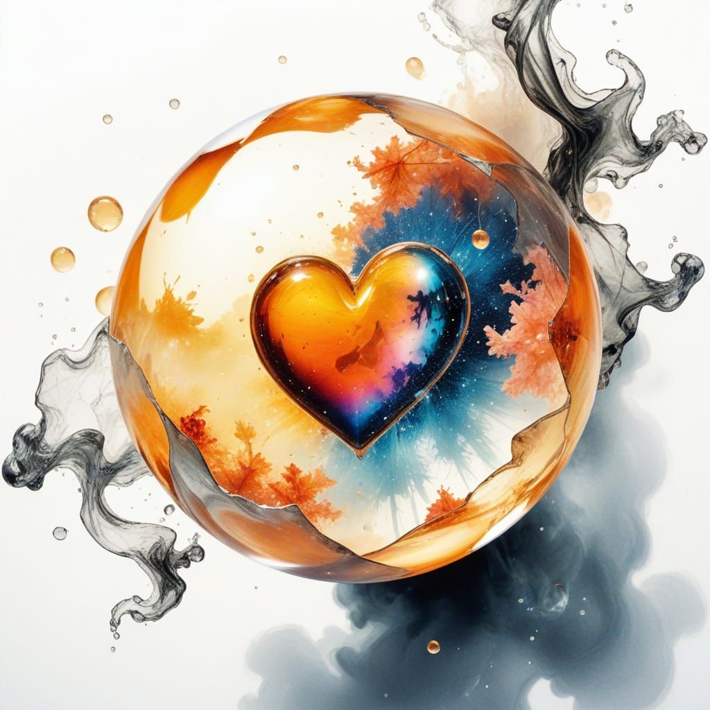 Surreal Cosmic Sphere in Molten Glass with Forgotten Memorie...