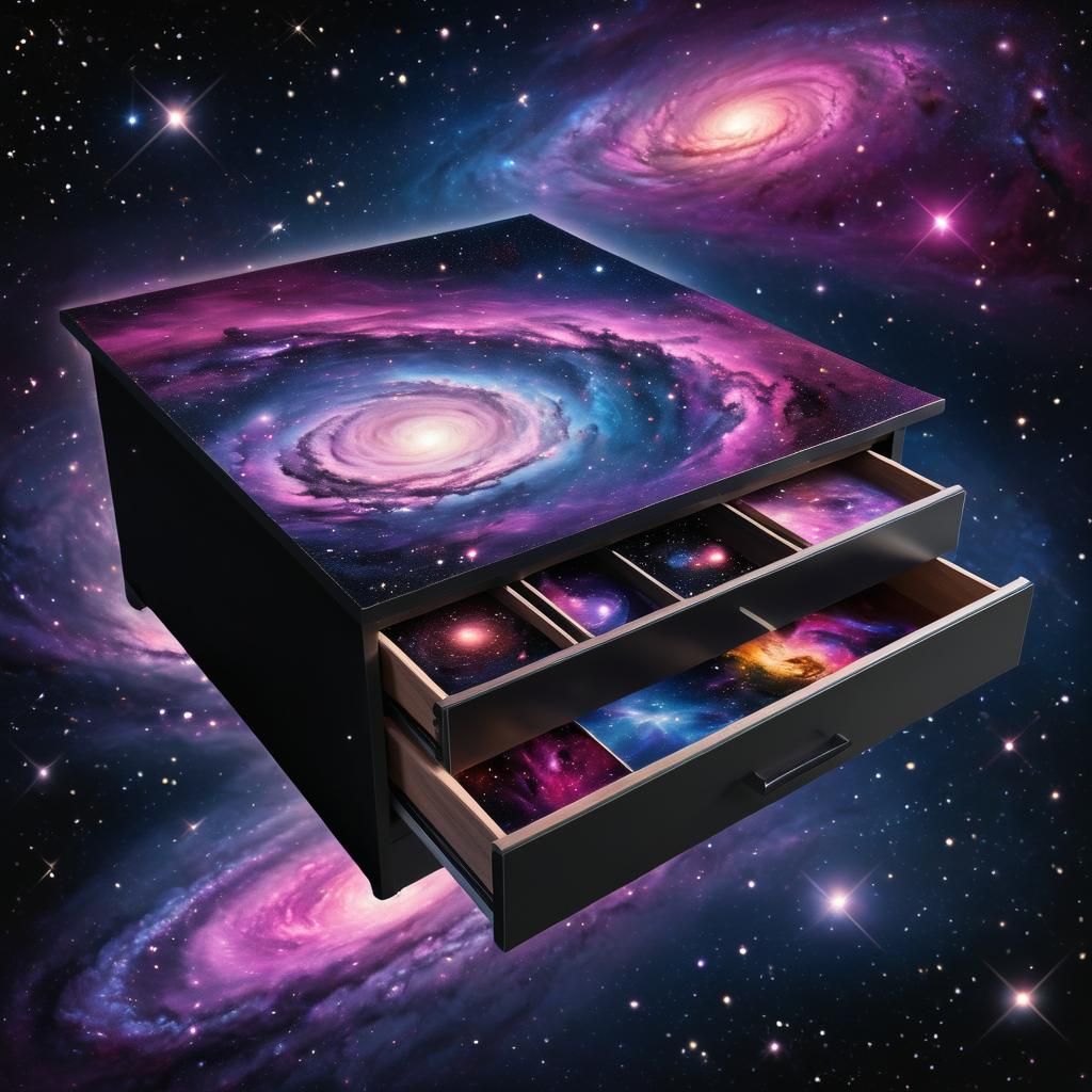 Surreal Desk Drawer Reveals Cosmic Universe