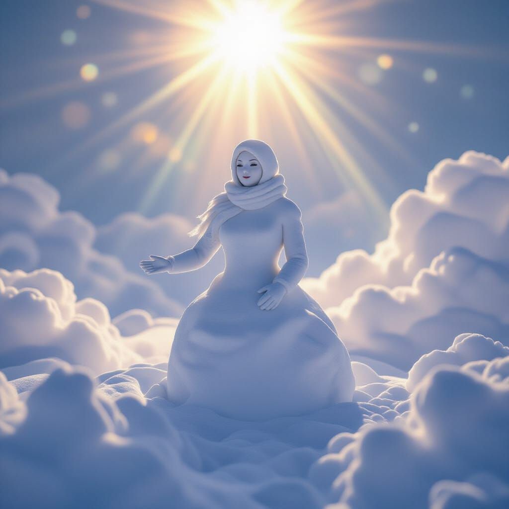 Majestic Snow Woman in Ethereal Light
