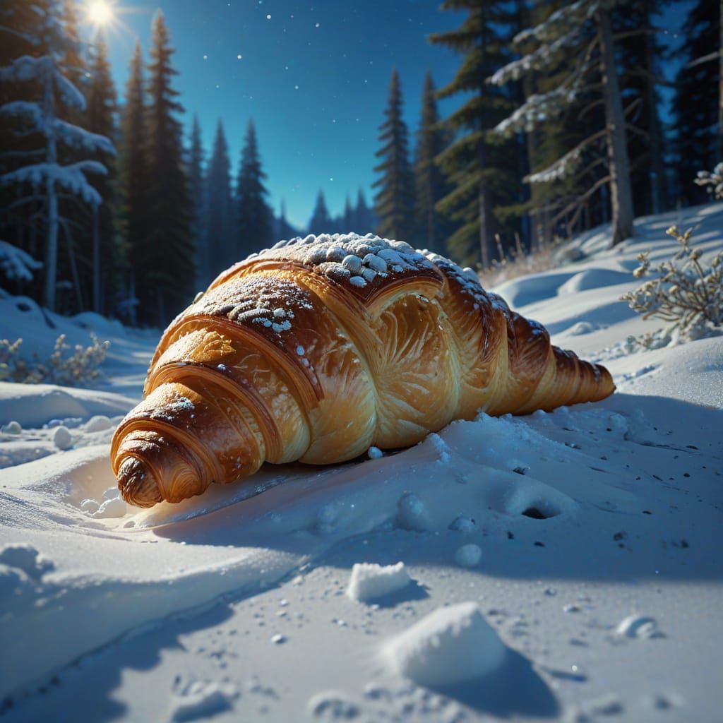 Blooper:A crescent moon on a snowy mountain!!! 😂😂😂 (a croissant is a French pastry)