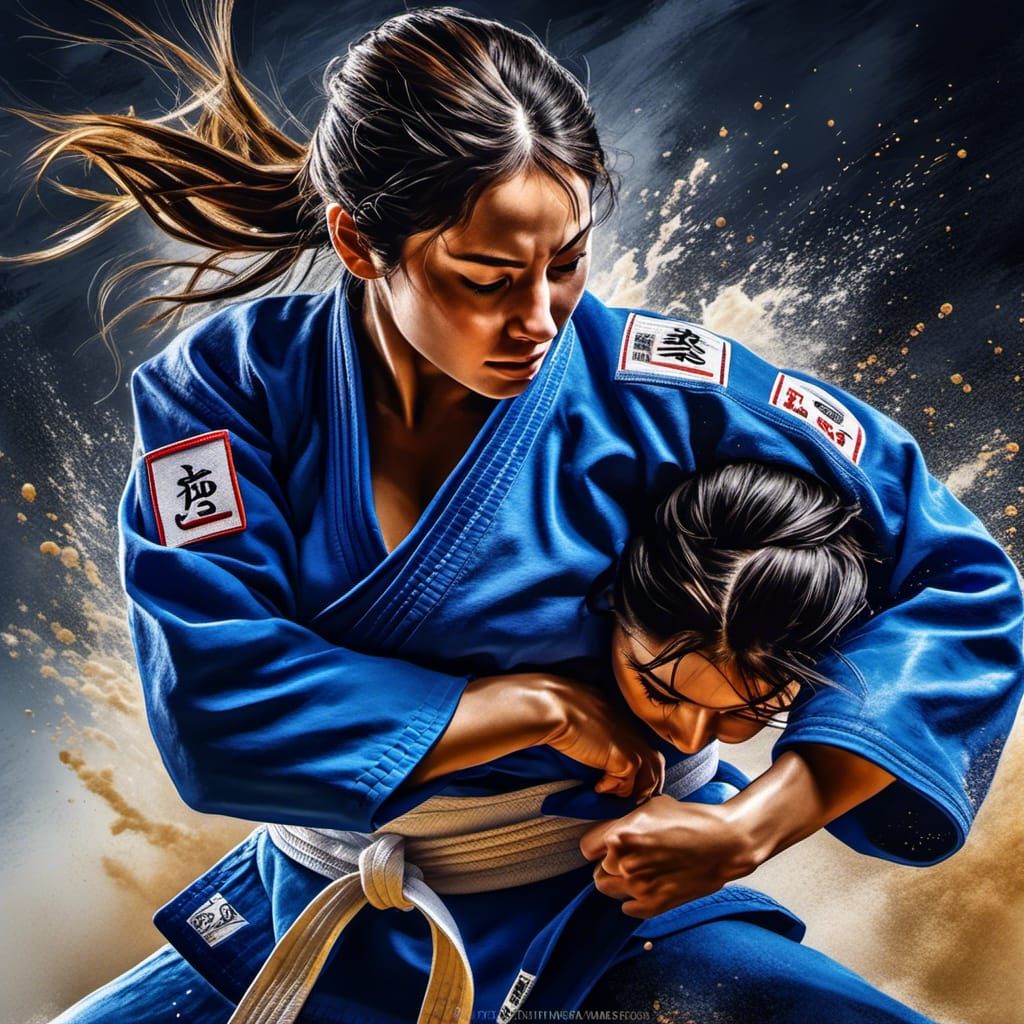 French Judo Fighter in Tournament Action