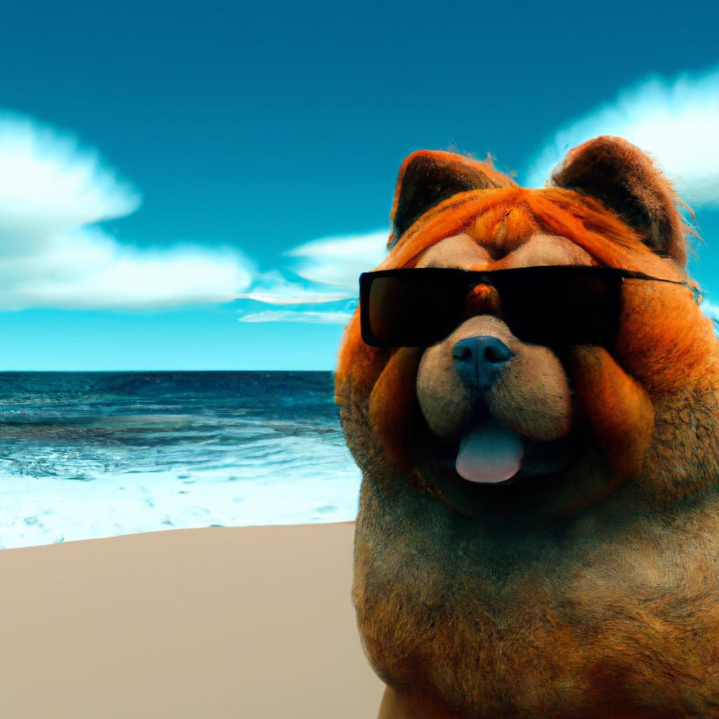 Chow Chow in Sunglasses: Detailed Matte Painting