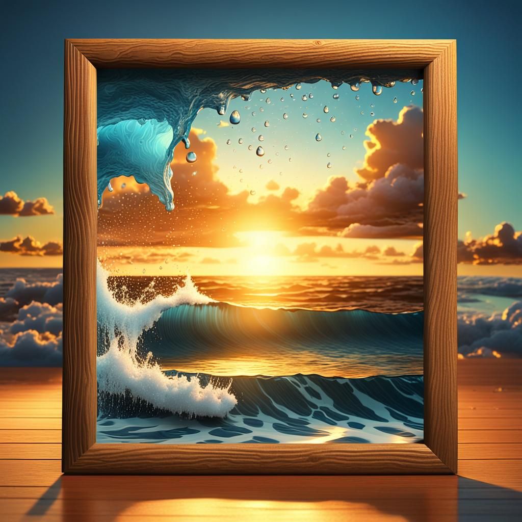 Ocean Sunset Leaps from Frame in 3D Pop Art