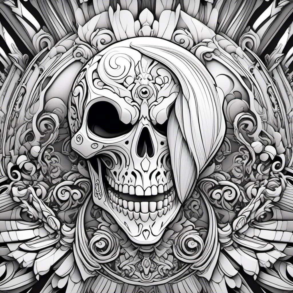 Mischievous Death Coloring Page in Black and White