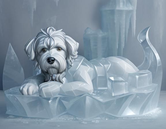 Ice Sculpture of Greyfriar's Bobby on Grave