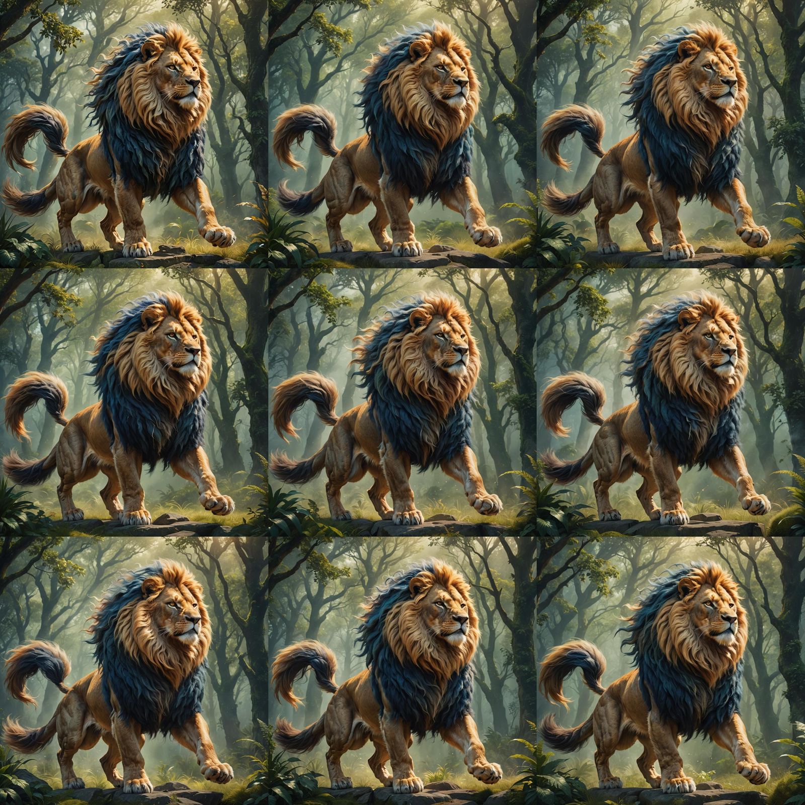 Rabbit-Lion Hybrid in Mystical Forest: Digital Matte Paintin...