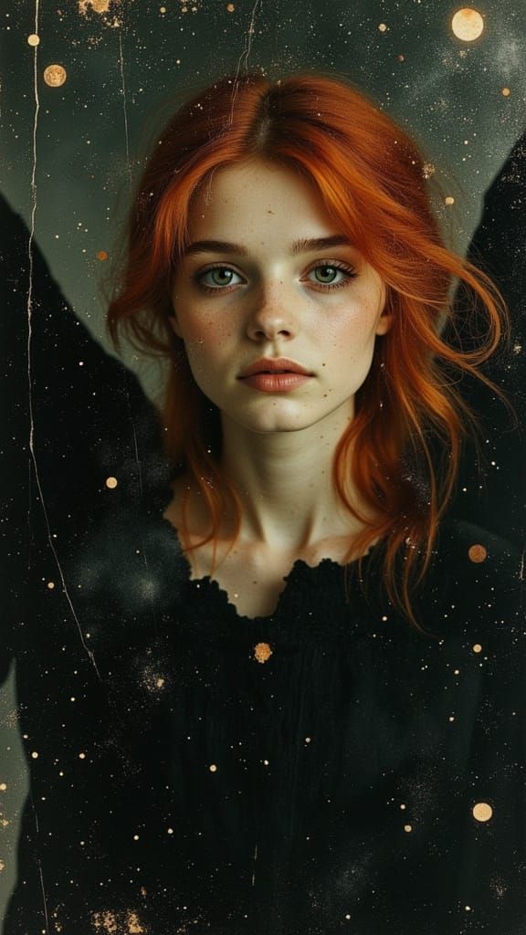 Ethereal Angel in Starry Outer Space