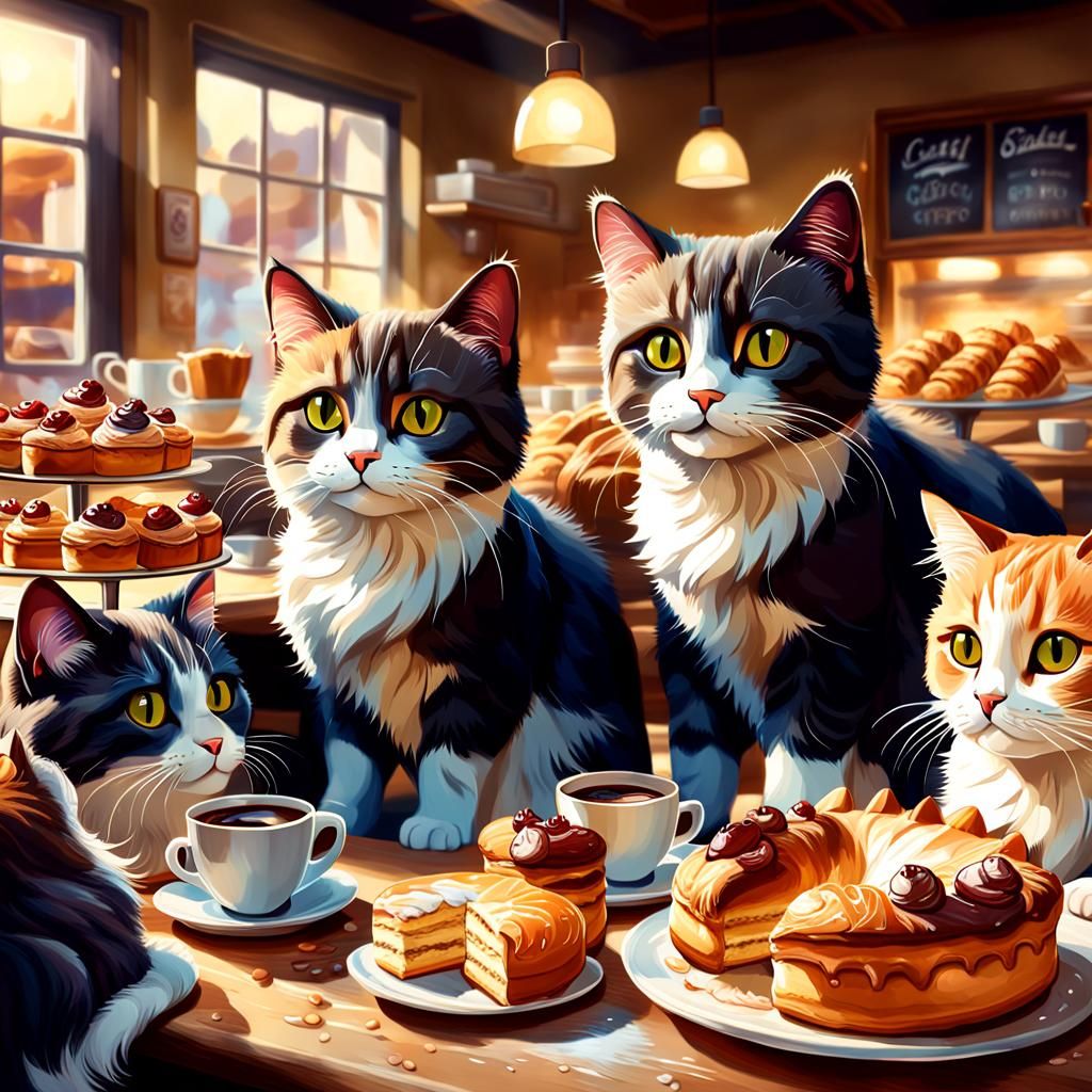 Cats in Bakery Shop as Splash Art