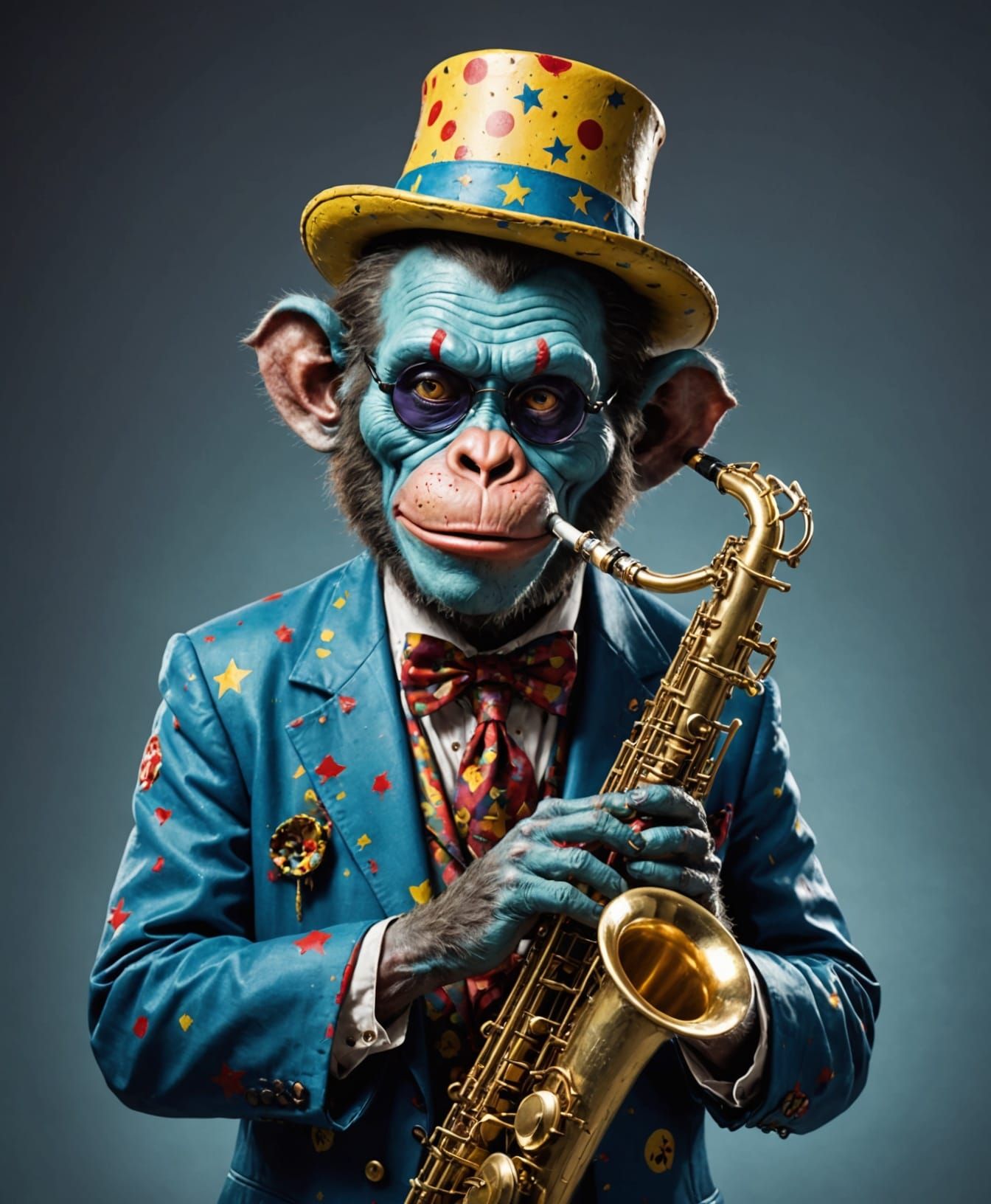 Surreal Blues Musician in Cyberpunk Style