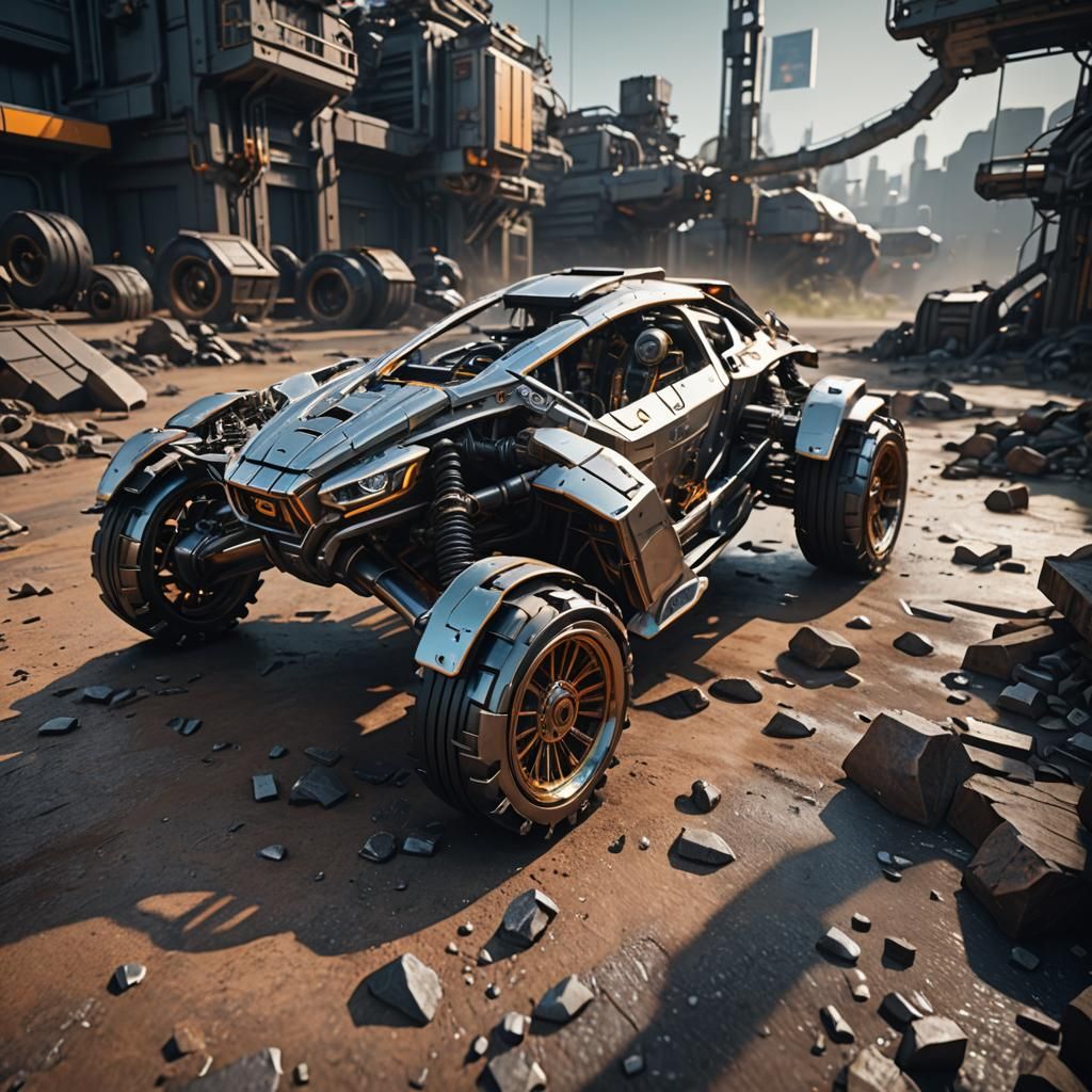 Futuristic Zero-Carbon Car with Intricate Mech Details