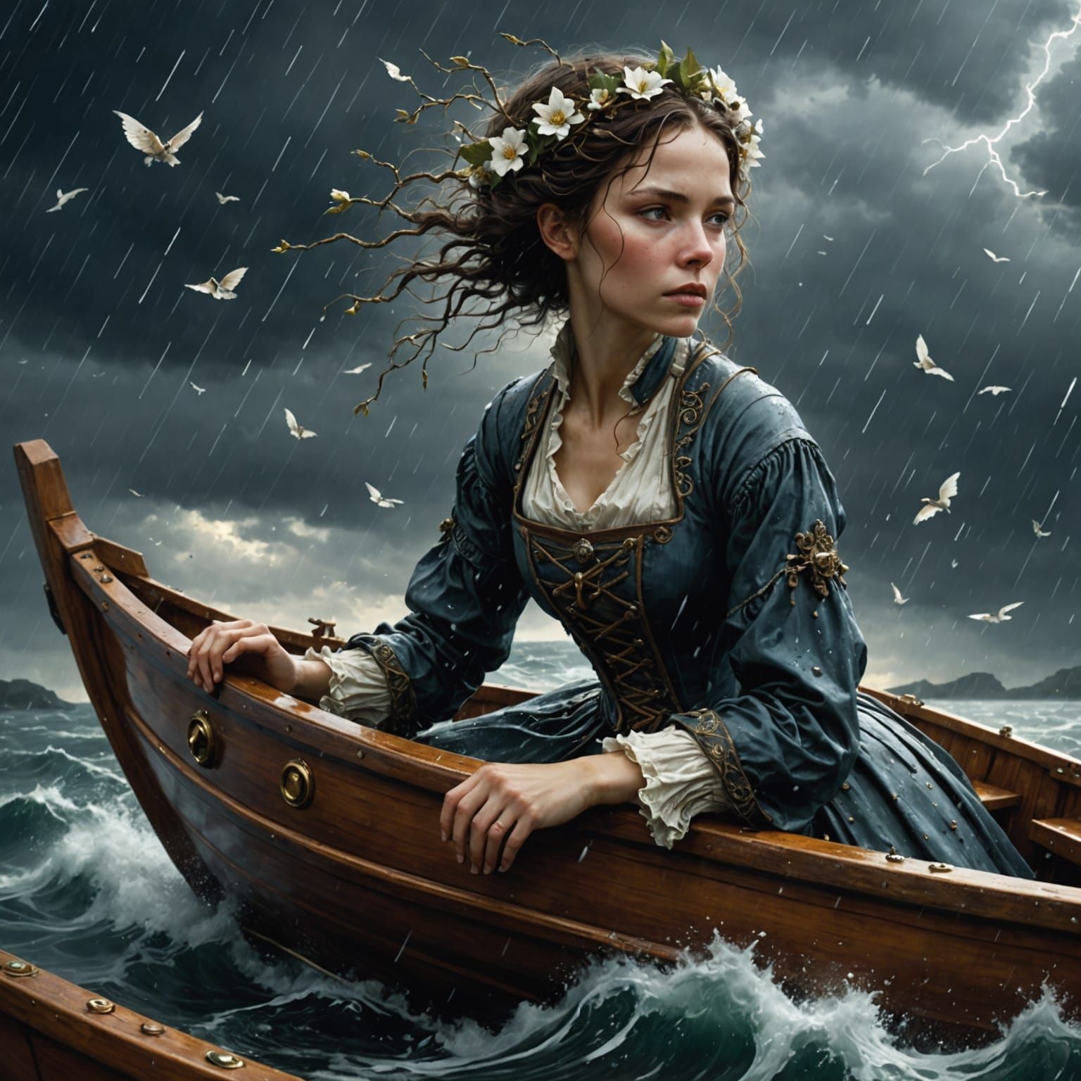 Woman in Storm, Jean-Baptiste Monge Style