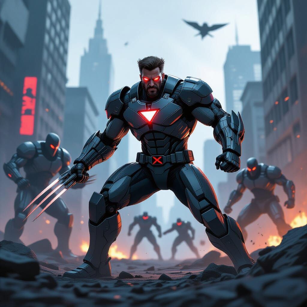 X-Men Cable Fights Terminators in Dystopian City