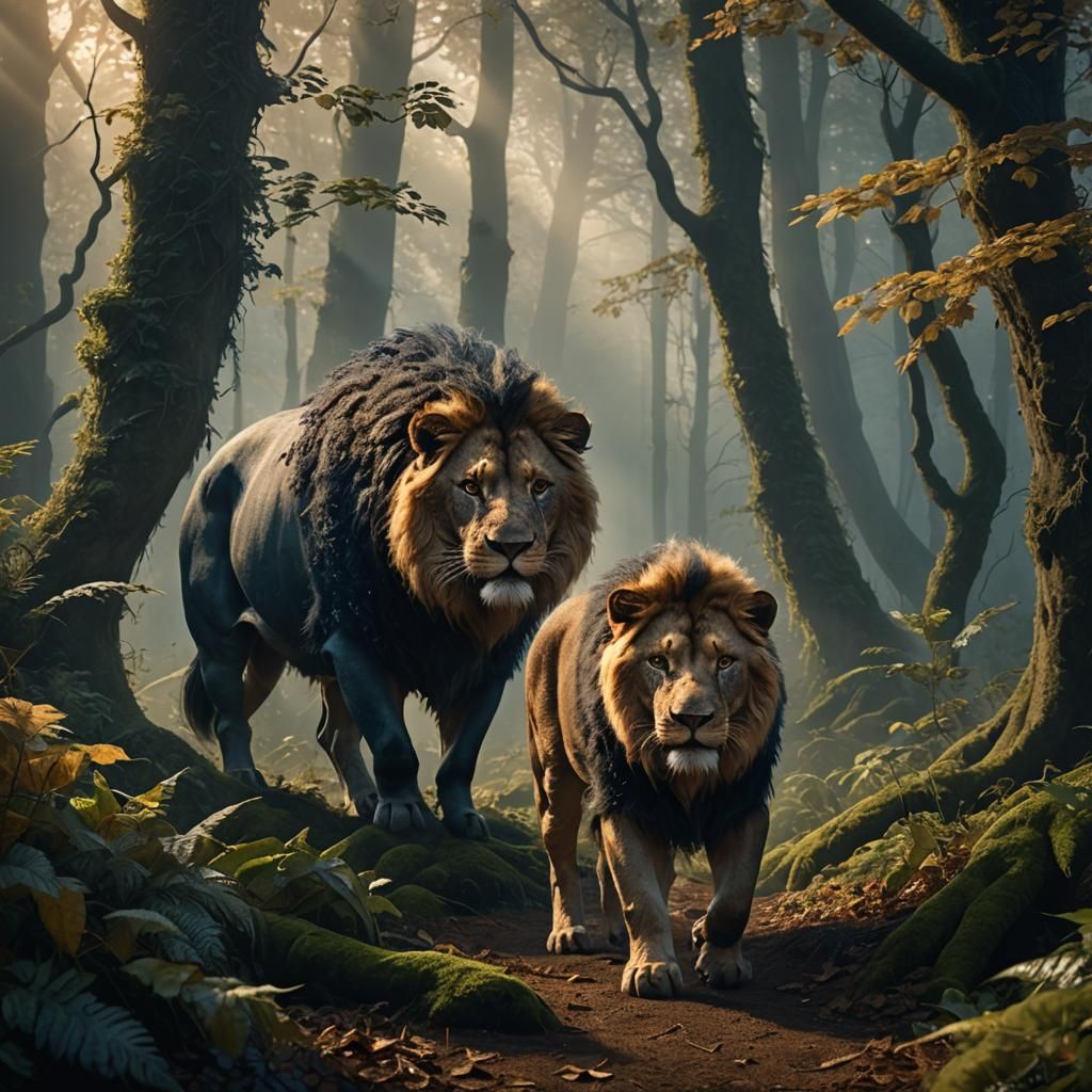 Mystical Pig-Lion Creature in German Forest