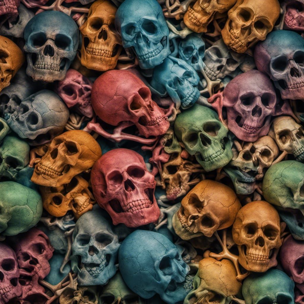 Hyperrealistic Skull and Bone Wallpaper in HDR