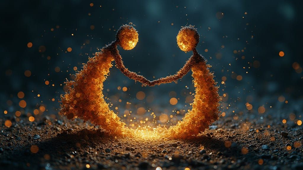 Lukas & Portia Petallic Humanoid Stick-Figures