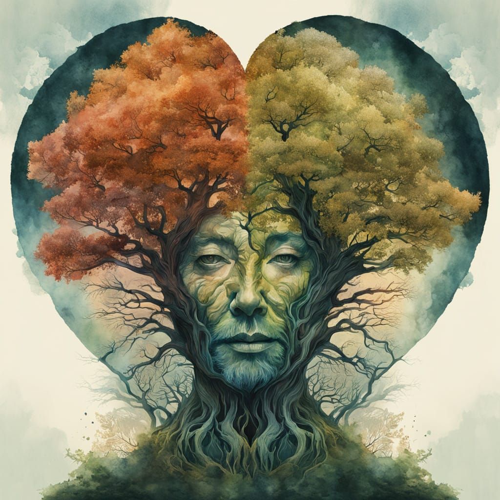 Treebeard's Enchanted Portrait in Dreamy Watercolor