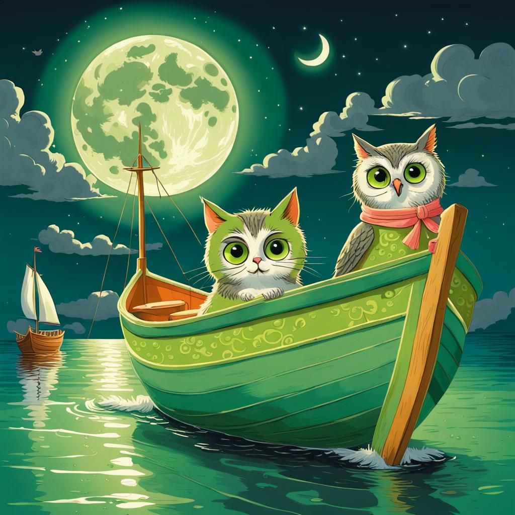 Owl and Cat's Pea-Green Boat Adventure