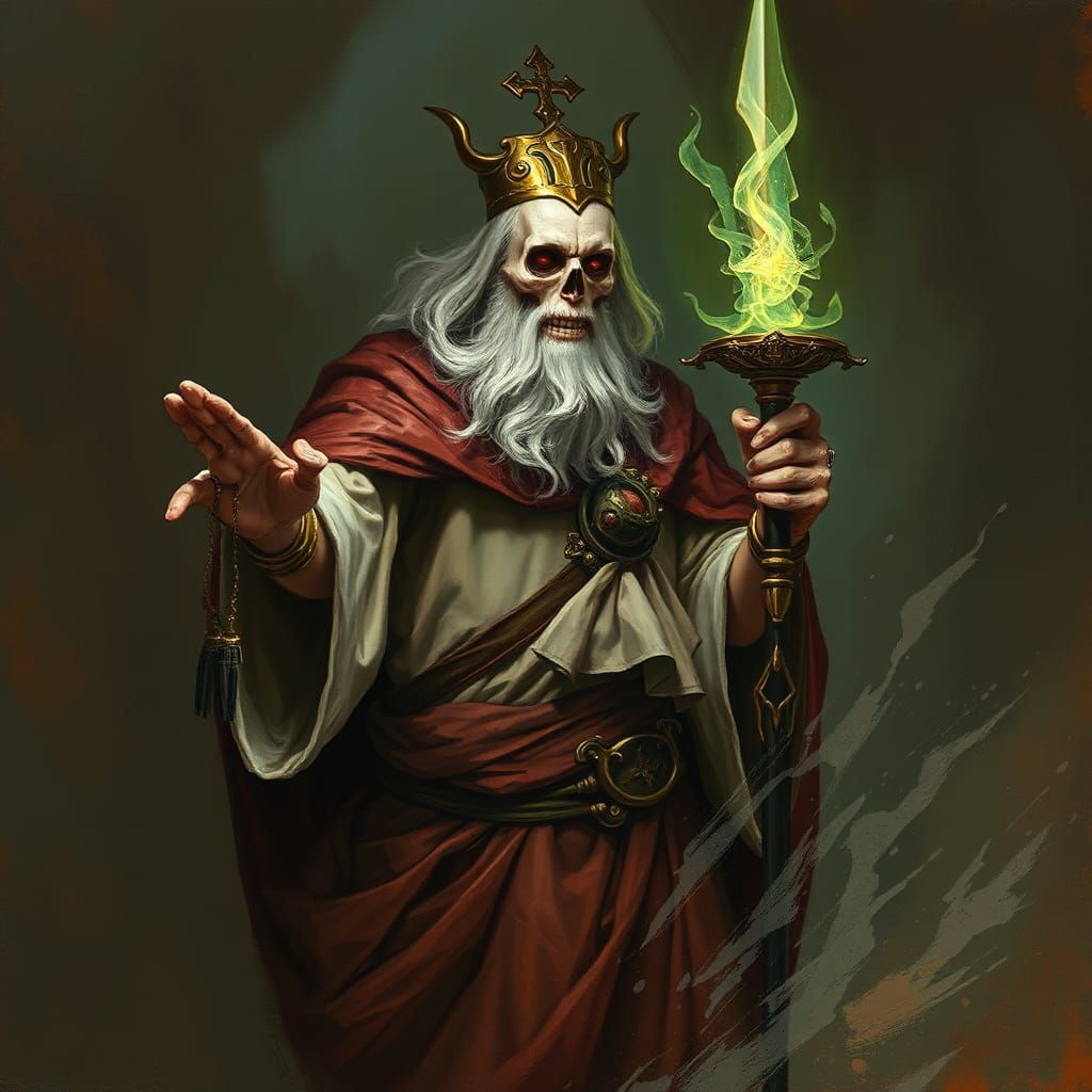 Necromancer Cleric in Dark Fantasy Painting