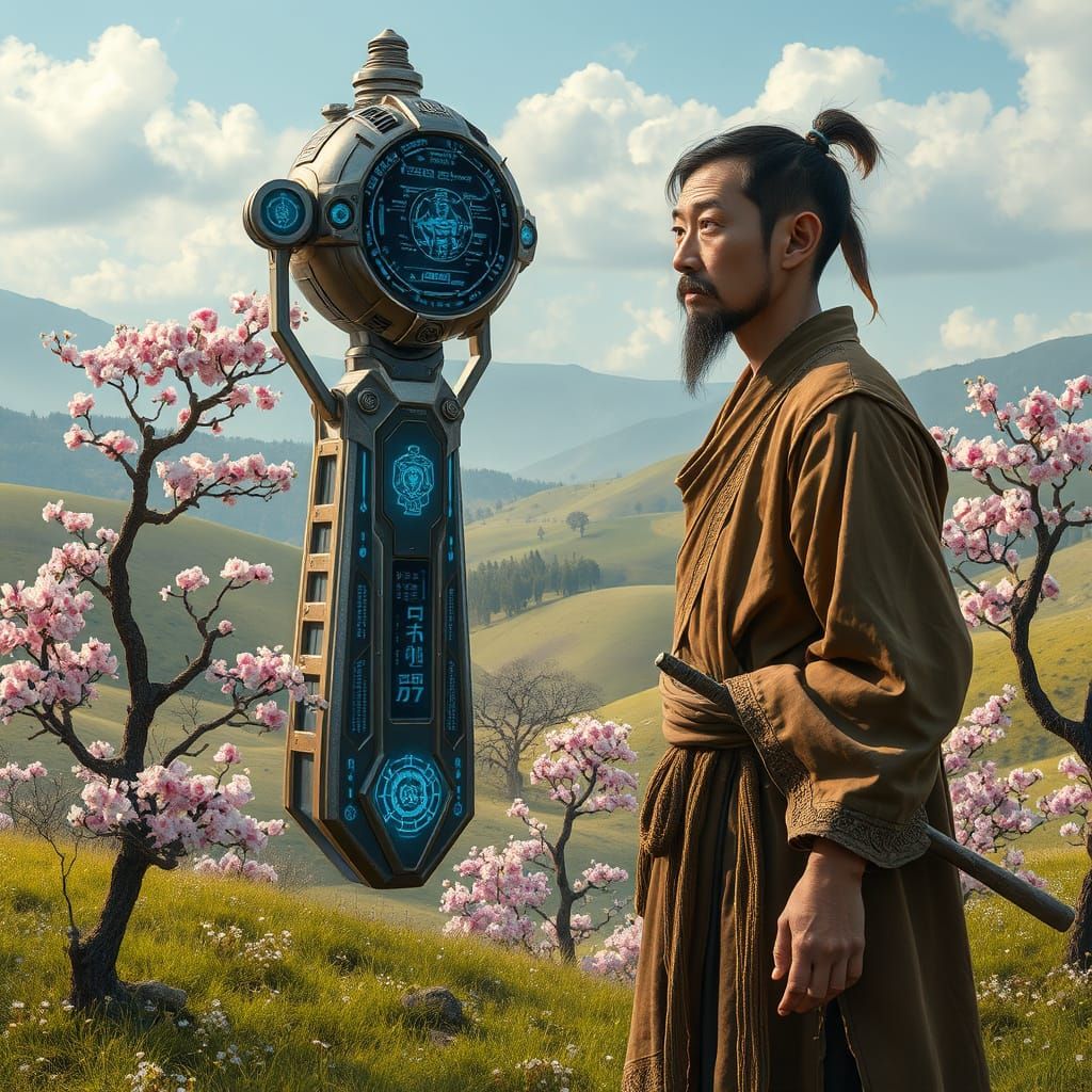 A Chinese Peasant Stunned by Futuristic Alien Device Amidst ...