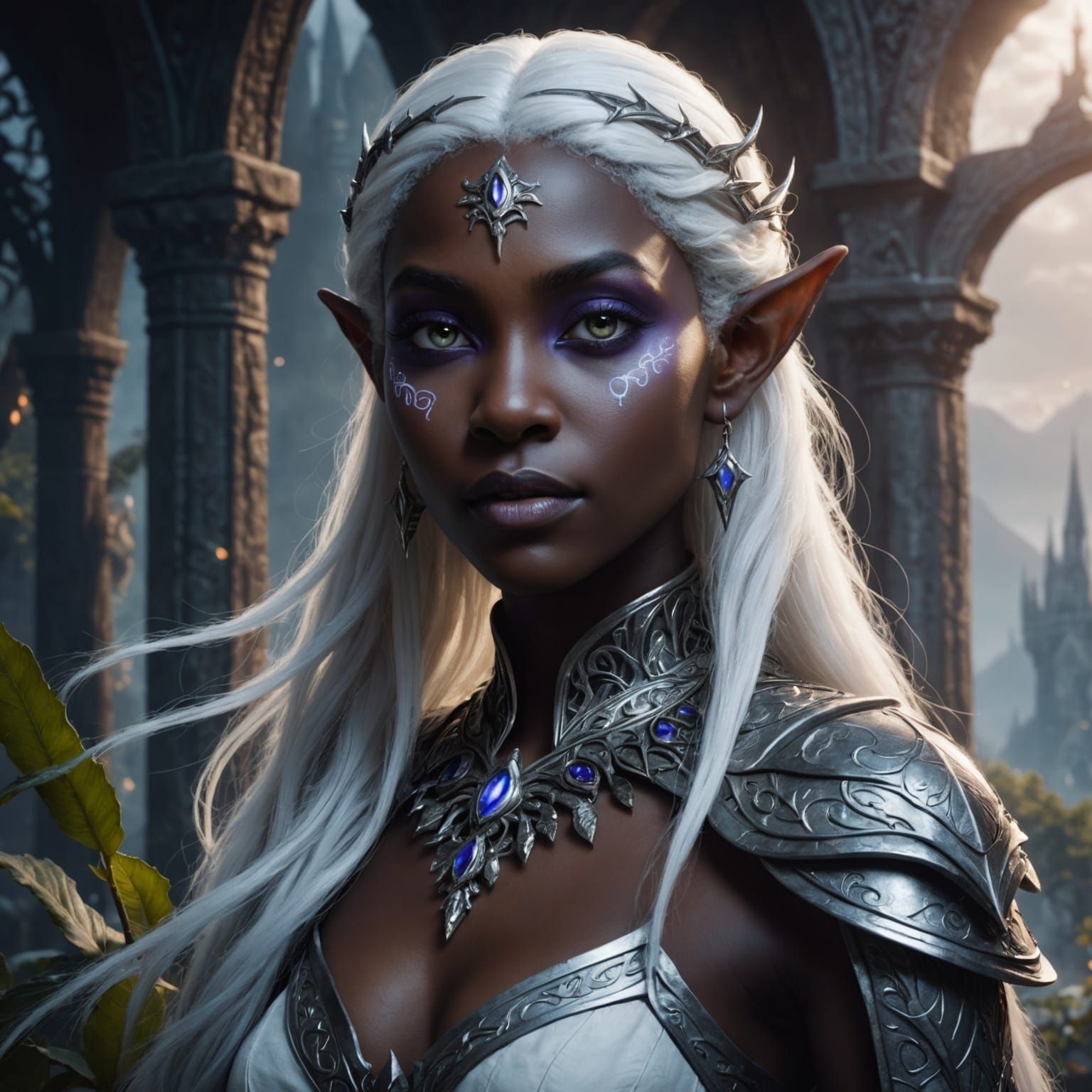 Drow Elf Princess Offering Peace: Digital Matte Painting