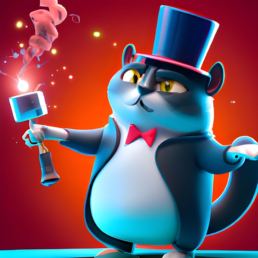 Cat Magician in 3D Digital Art Style