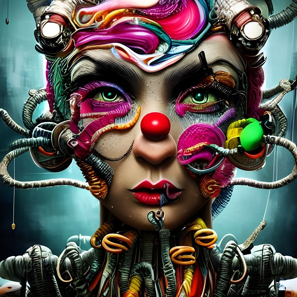 Biopunk Clown in Digital Marketing Artwork