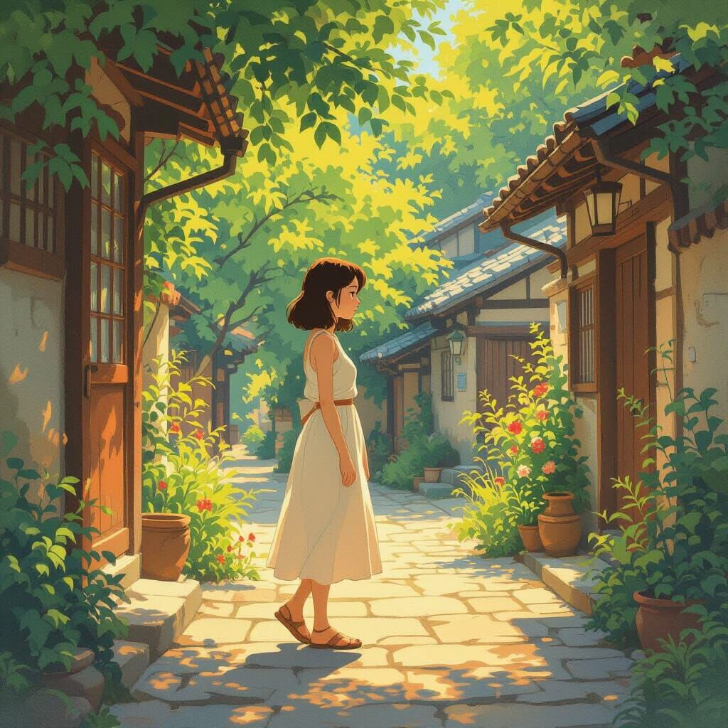 Nostalgic Summer Scene Inspired by Ghibli Animation