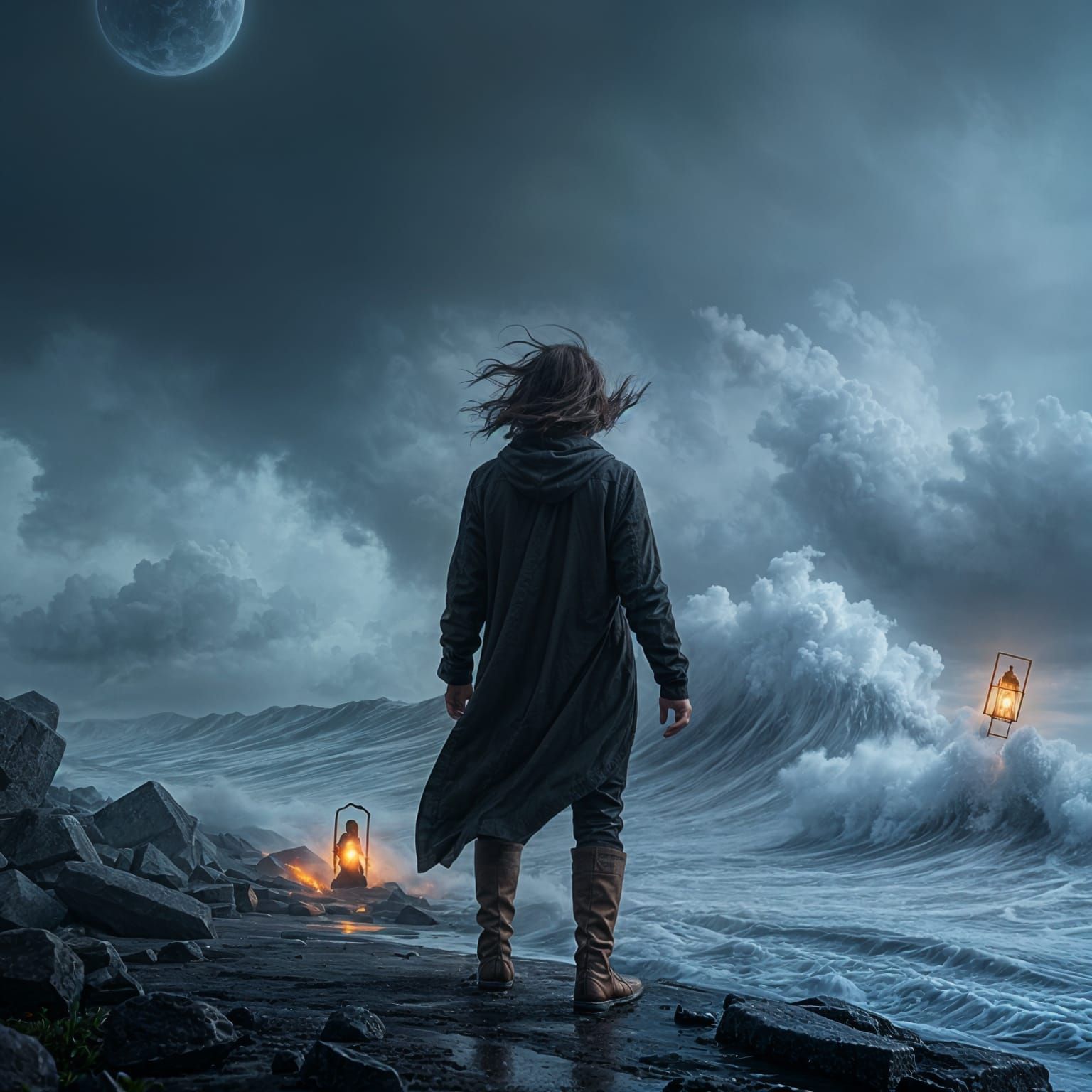 Cyberpunk Stormscape in Moody Noir