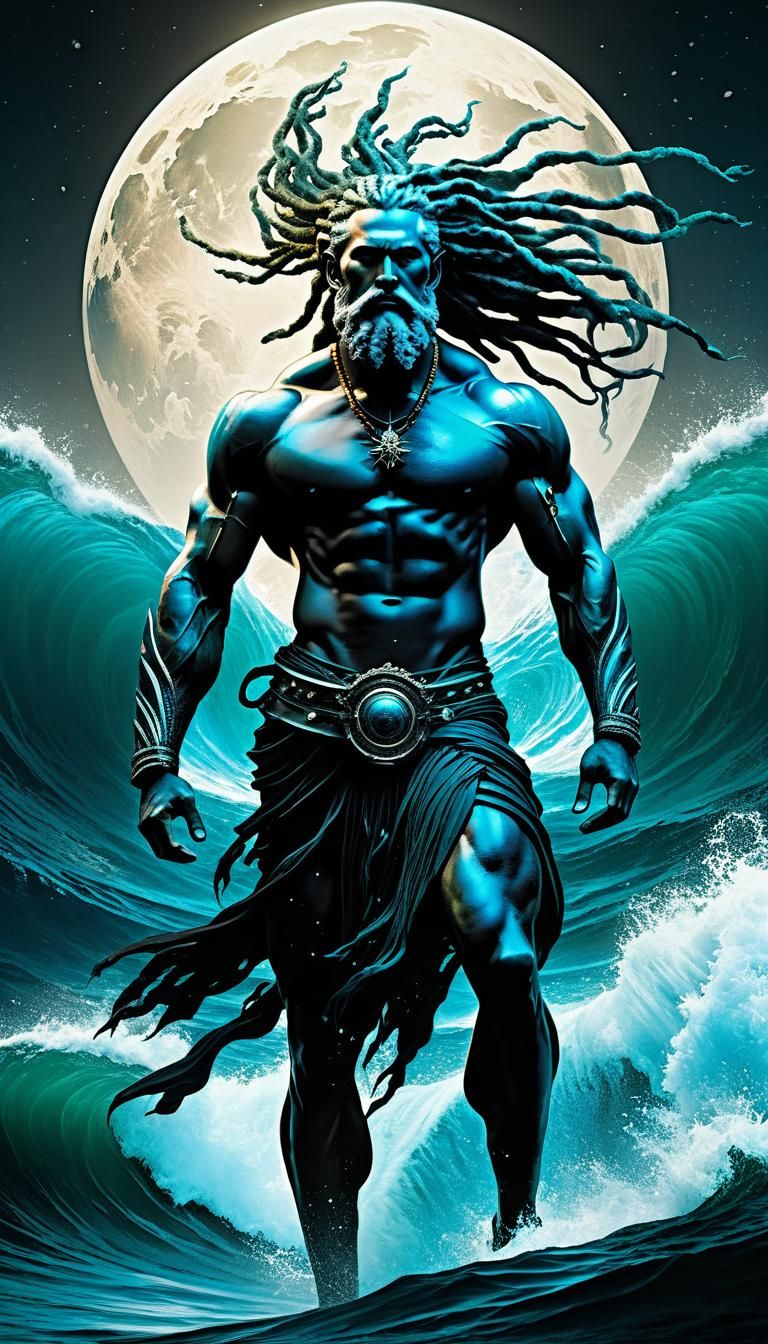 Dynamic Neptune, God of the Waves, in Astral Style