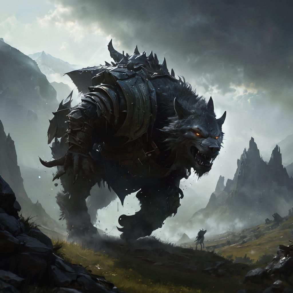 Goblin Rider in Misty Mountain Pass: Fantasy Art