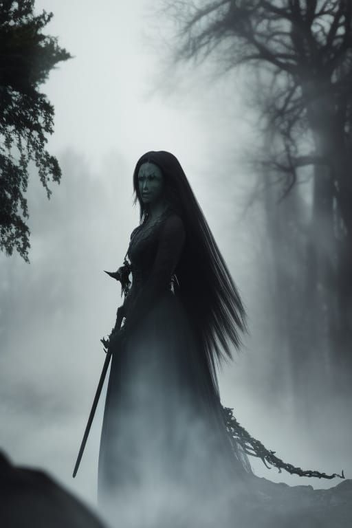 Ethereal Banshee Portrait in Biopunk Horror Style