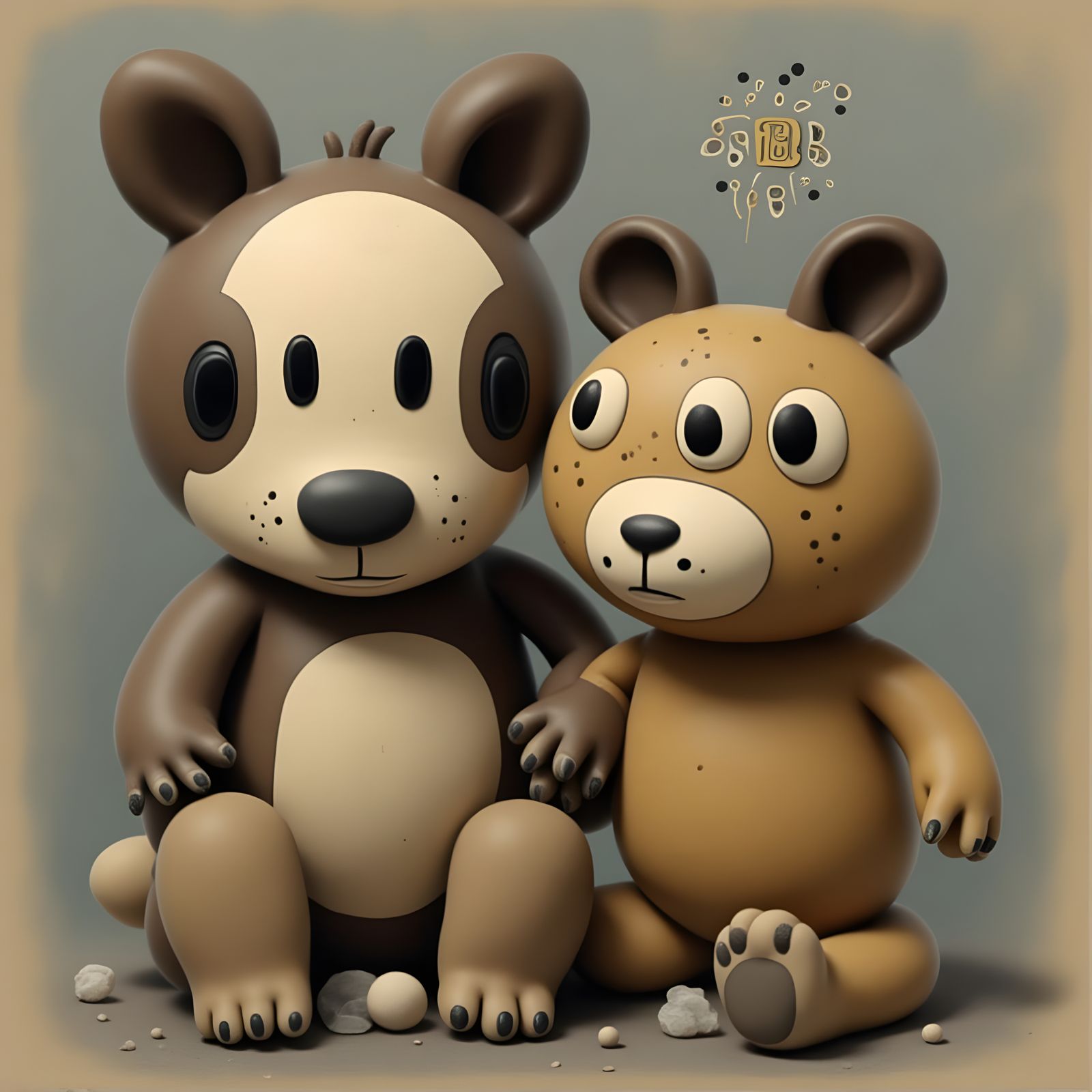 Surreal Cartoon Bears in Vintage Style