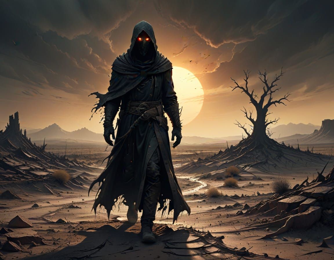 Mysterious Stranger in Desolate Land Concept Art
