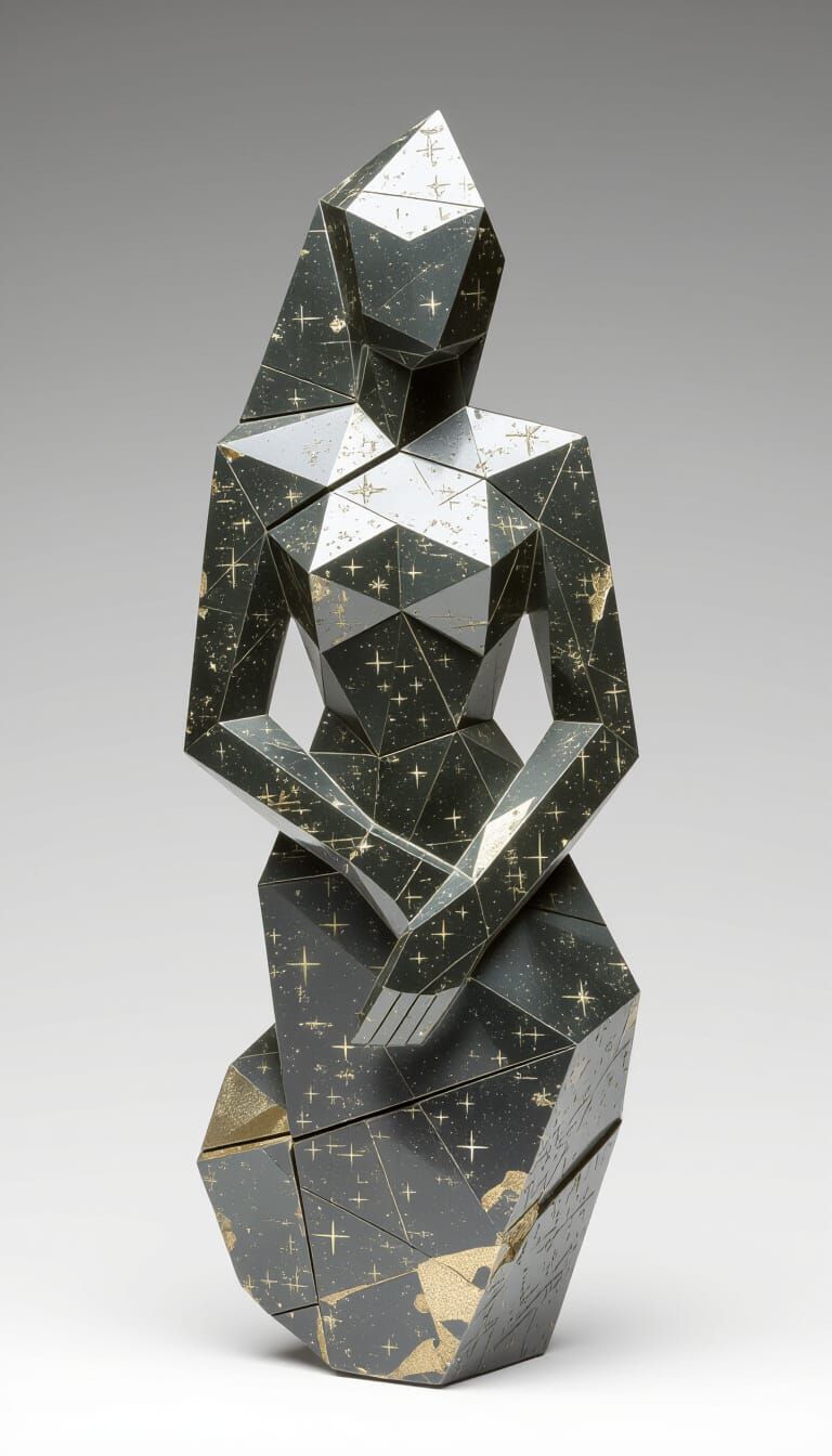 Abstract Meteorite Figurine with Cosmic Etchings