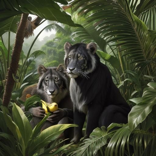 Jungle Animals Take a Selfie: Vintage Photograph