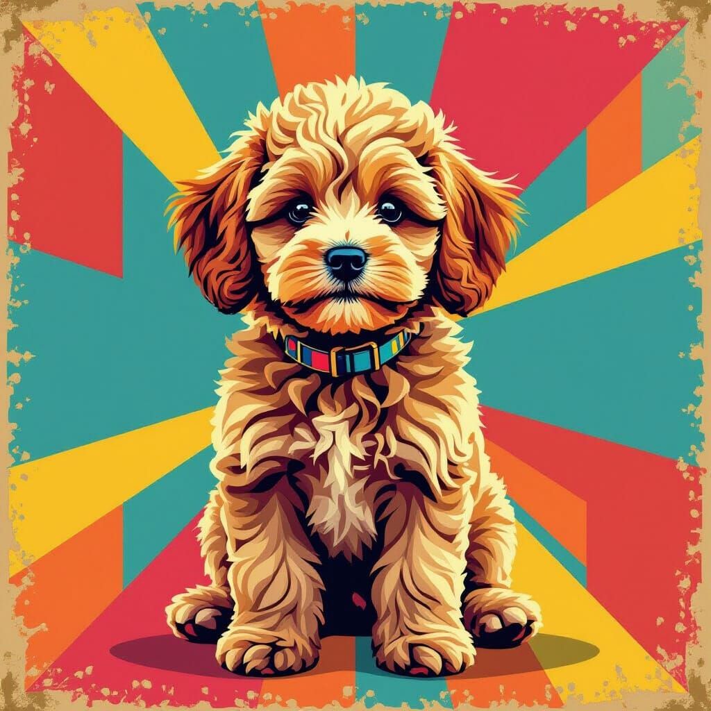 Cavapoo Dog in Pop Art Style